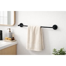 Viosa Siyah Uzun Havluluk Banyo Mutfak Havlu Askılık Vidalı Montaj Krom