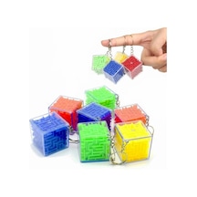 Labirent Bulmaca Küp Eğlenceli Anahtarlık 3x3 Cm - Renkli
