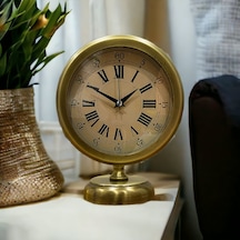 Eskitme Gold Metal Ofis Salon Otel Masa Saati 25*20 cm V1