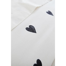 Heart Tek Kişilik Çarşafı Lastikli Kalpli Nevresim Takımı Siyah 0