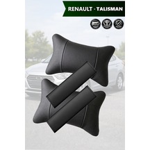 Renault Talisman Uyumlu Siyah Deri Kemer Koruyucu Deri Yastık Lüks Set