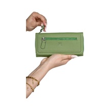 Mft Leather Hakiki Deri Kadın Cüzdan Kuvars 2718 Flother Mat Yeşil