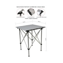 Sekoutdoor Alüminyum Katlanır Masa 2 Kişilik Gri
