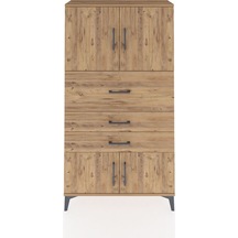 Arges Dolap 2 Raflı 3 Çekmeceli 4 Kapaklı 88x30x163 Çam-çam Çam