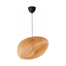 Bohem Bambu Asimetrik Sarkıt Avize Lamba 58cm - Iskandinav, Modern, Bohem, Rattan Aydınlatma Bambu