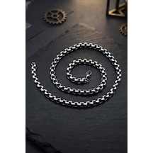 Paslanmaz Çelik Gemici Model Erkek Kolye Zincir 8mm 902937 Gümüş