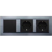 Ovivo Quantum Gümüş 3'lü Set Anahtar, Topraklı Priz Ve Topraklı P