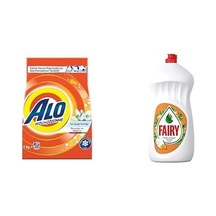 Alo 3 Kg Kar Çiçeği Ferahlığı Beyazlar Ve Renkliler Hızlı Çözülme Toz Deterjan & Fairy Sıvı Bulaşık Deterjanı Portakal Kokulu, 1500 Ml
