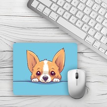 Mavi Fonlu Yavru Köpek Tasarımlı Baskılı 18x22 Cm Mouse Pad