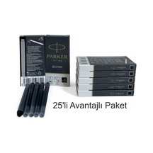 Parker Dolma Kalem Kartuşu Quink Yıkanabilir Siyah 25 Li Paket 1950382