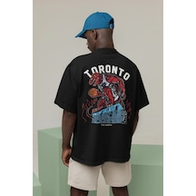 Noıssey Toronto Raptors Retro Tasarımlı Unisex Oversize T-shirt Siyah