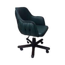 Ofis Koltuğu Çalışma Sandalyesi Ahşap Ayaklı Yeşil Renkli Suni De