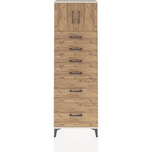 Arges Dolap Tek Raflı 6 Çekmeceli 2 Kapaklı 60x30x182 Aytaşı-çam Aytaşı