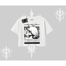 Tarzsokak Oversize Crop Tshirt Rebellion Skull Underground Street Legacy Beyaz