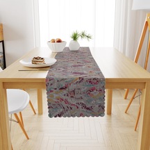 Sulu Boya Desenli Fuşya Mor Dijital Baskılı Petek Dokuma Runner 40x140