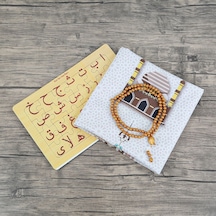 Çocuk Seccadesi 45 82 Cm Kudüs Kahve & Kokulu Tesbih & Kur'an Harfleri Puzzle Çok Renkli