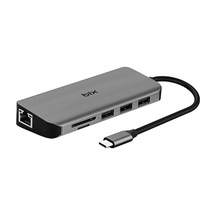 Bix BX11HB Type-C to HDMI VGA Ethernet 3.5mm Aux Jack USB 3.0 PD Kart Okuyucu Dönüştürücü Adaptör Hub