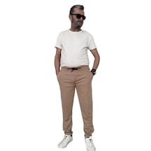 Erkek Büyük Beden Battal Boy Pike Kumaş Cepli Eşofman Altı Taba