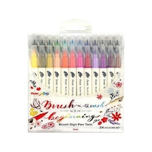 Pentel Brush Sing Pen Twin Çift Taraflı Fırça Uçlu Kalem 24 Renk Çok Renkli