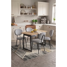 Vilinze Deniz Sandalye Biga Mdf Sabit Metal Ayak Mutfak Masası Takımı - 70x120 Cmbiga70120yr-sn-lkn01-siyah-dnz-saçıkgri Sigma Açık Gri