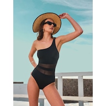 Too Salty Swımwear Kadın Siyah Tek Omuz Tüllü Mayo 24s126st Siyah