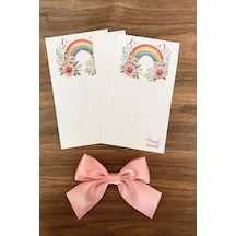 10 Adet Kesikli Toka Kartı - Kalın Kuşe 5994 Bandana Kartı - 9x14cm - Çiçekli Gökkuşağı - Toka Yoktur