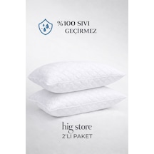 2 Adet Kapitone %100 Sıvı Su Geçirmez Yastık Alezi 50x70 Ebat Kapaklı Beyaz