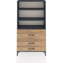 Arges Dolap 3 Raflı 3 Çekmeceli 88x30x163 Antrasit-çam Antrasit