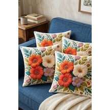 4lü Kırlent Kılıfı, Dijital Baskılı Çift Taraflı Kırlent Kılıfı 45x45cm Diğer