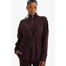 Defacto Defactofit Long Fit Dik Yaka Beli Lastikli Yarım Fermuarlı Modal Sporcu Sweatshirt G4367ax25wnbn340 Kahve-bn340