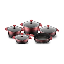 Flipper Kırmızı Siyah Cam Tencere Set