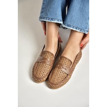 Fox Shoes Y267283309 Taba File Görünümlü Günlük Kadın Babet Taba