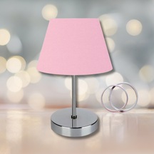 Kuzey Krom Gövdeli Abajur Pembe Kumaş Yatak Odası Okuma Köşesi Pembe