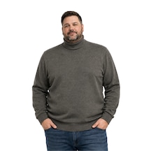 Battalmoda Erkek Büyük Beden Koyu Vizon Tam Balıkçı Triko Kazak 3xl-4xl-5xl-6xl