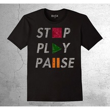 Stop Play Pause Dur Başla Duraklat Tişört Çocuk T-shirt 001