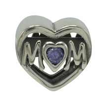 Nur Silver Mom Yazılı Kalp Gümüş Charm Nur-bl02000