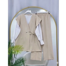 Lovie Moda Kadın Üçlü Şık Takım - Bej