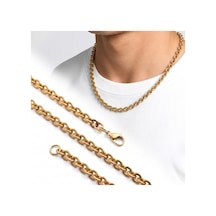 Moncuk Design Mariner Zincir Erkek Çelik Kolye 6mm 55cm Gold 3351eck045 Sarı
