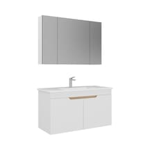 Orka Lena 100 Cm Mat Beyaz Kapaklı Banyo Dolabı Takımı Beyaz