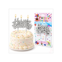 Happy Birthday Doğum Günü Pasta Mumu, 11 Cm - Gümüş