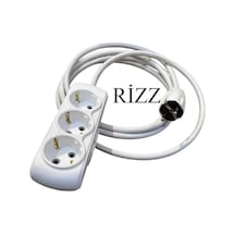 30 Metre 3'lü Grup Priz 3x1.5 Mm Cca Ttr Beyaz Renk Topraklı Kauçuk Seyyar Elektrik Kablosu 1