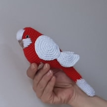 Amigurumi Örgü Oyuncak Muhabbet Kuşu Kırmızı Beyaz Türkiye