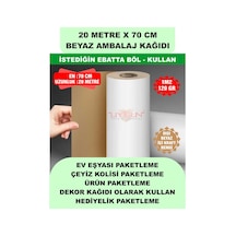70 Cm X 20 Metre Bobin Beyaz Ambalaj Kağıdı Çift Yönlü, Ev Eşyası, Çeyiz, Hediye, Ürün Paketleme 20 Adet