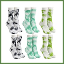 Bezos Unisex Batik Desenli Çorap 6'lı Set Renkli Pamuklu Uzun Soket Dikişsiz Nefes Alan Günlük Spor Çorabı Hb006 Çok  Renkli