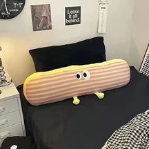 Elmpaly Yan Yataklar İçin Uzun Çizgi Yastık Yatak Kanepe Desteği Sarı El Yıkama Sarı