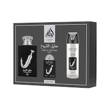Lattafa Ishq Al Shuyukh Silver Edp 100 Ml + Edp 20 Ml + Deodorant 200 Ml Erkek Parfüm Seti Odunsu