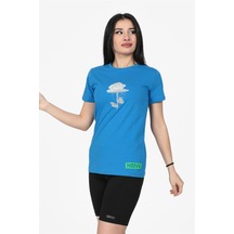 Gül Desenli Bisiklet Yaka Normal Kalıp Tshirt İndigo-indigo İndigo Gül Desenli Bisiklet Yaka Normal Kalıp Tshirt İndigo-indigo İndigo