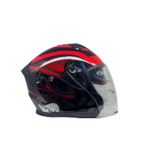 Kask Ls5 Marka Çenesiz Yarım Kask Siyah - Kırmızı