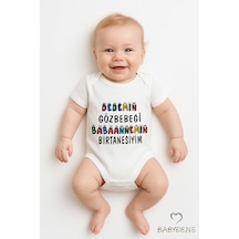 Babyden's Dedemin Gözbebeği Babaannemin Birtanesiyim Yazılı Çıtçıtlı Bebek Body Renkli Baskılı %100pamuk Zıbın Beyaz