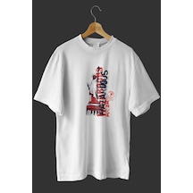 Noıssey -wed Özgürlük Anıtı Tasarım Baskılı Oversize T-shirt Tişört Beyaz